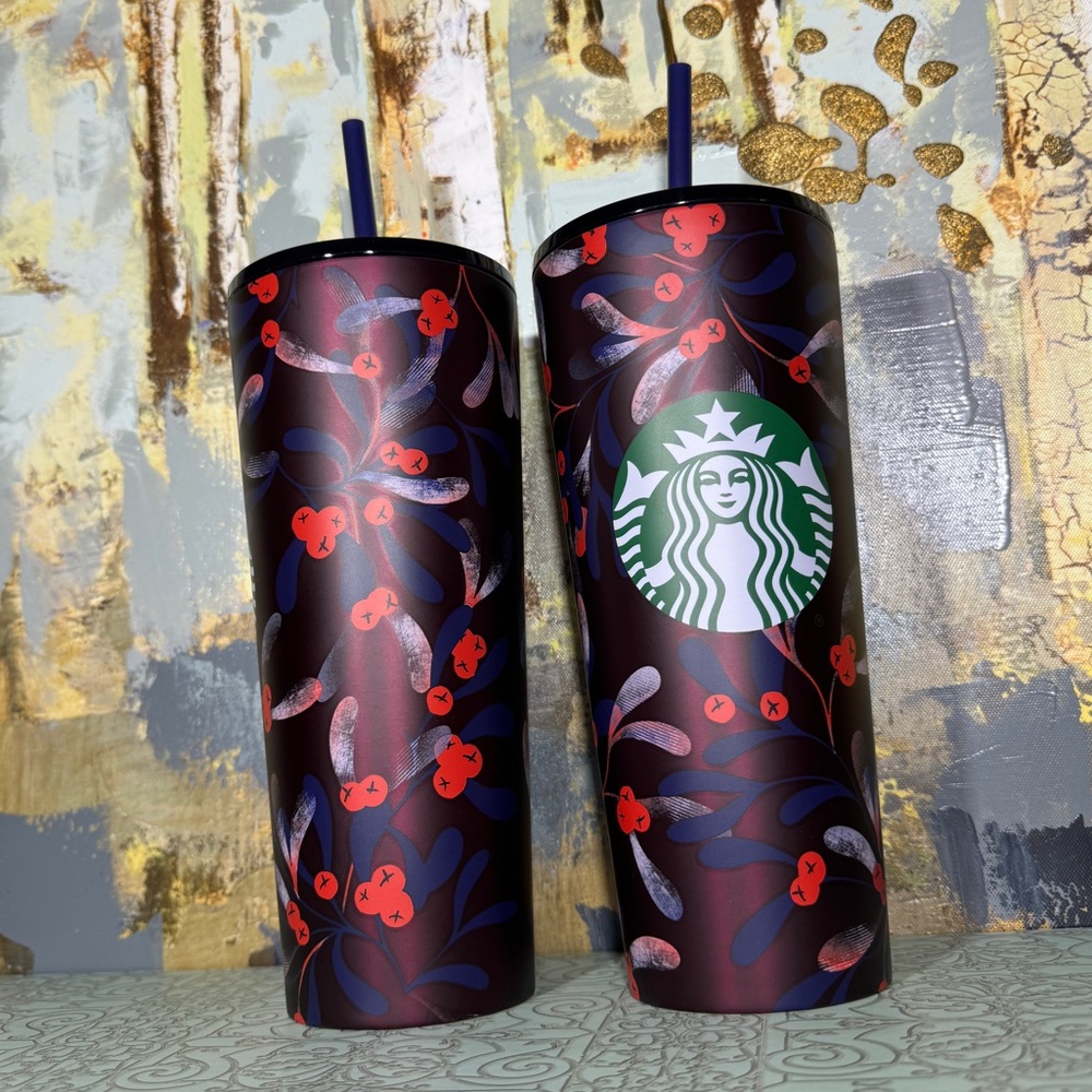 Starbucks Berry Purple Burgundy Cranberry Stainless Steel Tumbler Bundle - Picture 3 of 3